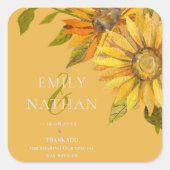かわいらし黄ひまわりエレガントフローラ結婚 スクエアシール (正面)