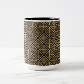 かわいらし黒と金ゴールドのケルト結び目模様 ツートーンマグカップ (中央)