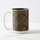 かわいらし黒と金ゴールドのケルト結び目模様 ツートーンマグカップ (左)