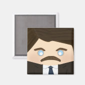 かわいらし黒髪の女性と朝食フード マグネット (正面/裏面)