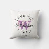 かわいらし |モノグラム名LAVISHLY LOVED薄紫W クッション (裏面)