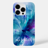 かわいらし、優雅な青と紫の抽象芸術フローラ Case-Mate iPhoneケース (裏面)