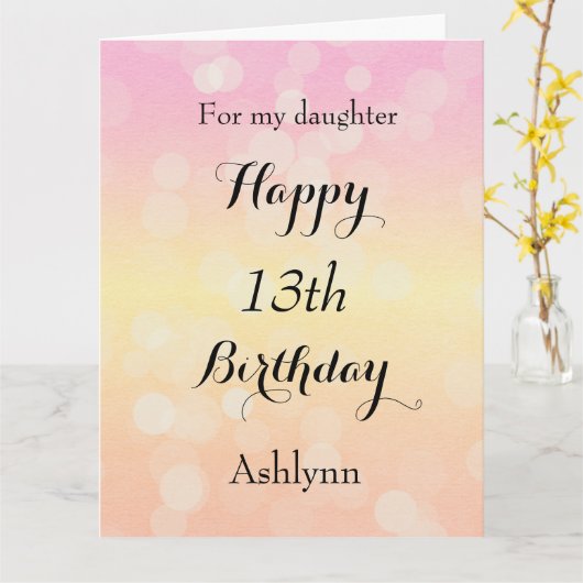 かわいらし《写真》ぼけ味ハッピー13誕生日娘 カード (黄色い花)