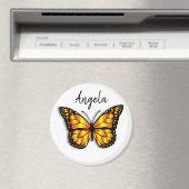 かわいらし（昆虫）オオカバマダラ、モナークバタフパーソナライズされたラ名 マグネット (インサイチュ (食洗機))