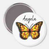 かわいらし（昆虫）オオカバマダラ、モナークバタフパーソナライズされたラ名 マグネット (正面/裏面)