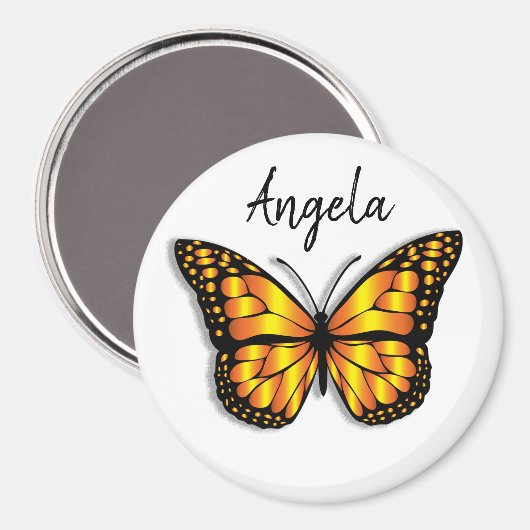 かわいらし（昆虫）オオカバマダラ、モナークバタフパーソナライズされたラ名 マグネット (正面/裏面)