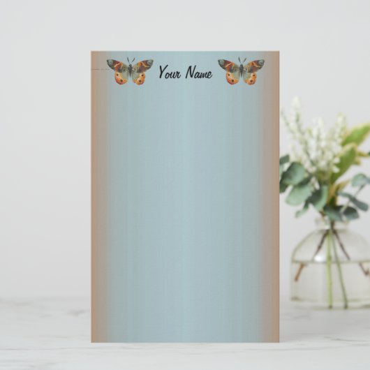 かわいらし（昆虫）オオカバマダラ、モナーク蝶抽象芸術縁ど 便箋 (スタンド正面)