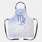 かわいらし《星座》乙女座星占いサインパーソナライズされた紫 エプロン (正面)