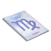 かわいらし《星座》乙女座星占いサインパーソナライズされた紫 ノートブック (右側)