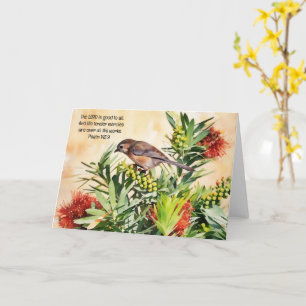 かわいらしBird on Berry Bush Bible Verse Art カード
