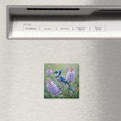 かわいらしBlue Jay薄紫枝に立つ マグネット (インサイチュ (食洗機))