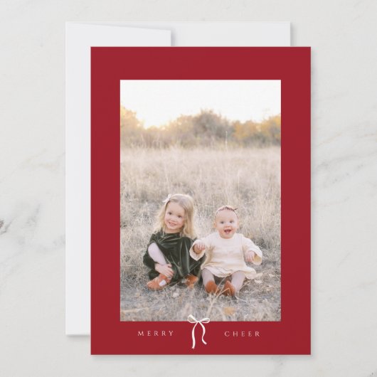 かわいらしbow happy holidayフォトカード シーズンカード (正面)