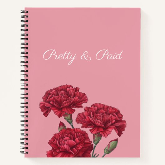 かわいらしCarnation Flowers Notebook付き ノートブック (正面)