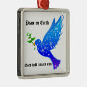 かわいらしDove & Oliveブランチ、クリスマスまたは毎日 メタルオーナメント (右)