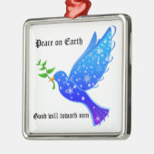 かわいらしDove & Oliveブランチ、クリスマスまたは毎日 メタルオーナメント (左)