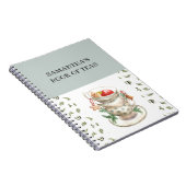 かわいらしEnglish Tea Cups Flowers Greenery Tea Book ノートブック (右側)