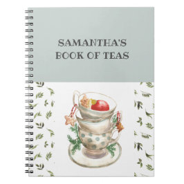 かわいらしEnglish Tea Cups Flowers Greenery Tea Book ノートブック