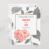 かわいらしPeoniesモダンフローラお礼 ポストカード (正面/裏面)