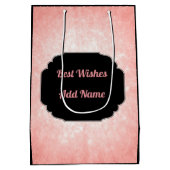 かわいらしpink名前80th birthdayを追加 ミディアムペーパーバッグ (裏面)