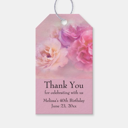 かわいらしPink Carnations Photo スタイリッシュ Thank You ギフトタグ (正面)