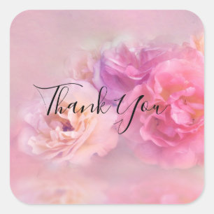 かわいらしPink Carnations Photo スタイリッシュ Thank You スクエアシール