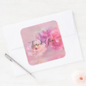 かわいらしPink Carnations Photo スタイリッシュ Thank You スクエアシール (封筒)