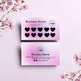 かわいらしPink Minimalistロゴの追加美しいサロン ロイヤリティカード