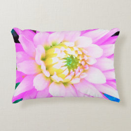 かわいらしPink、White、Yellow Cactus Dahliaマクロ アクセントクッション