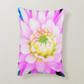 かわいらしPink、White、Yellow Cactus Dahliaマクロ アクセントクッション (裏面(縦))