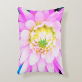 かわいらしPink、White、Yellow Cactus Dahliaマクロ アクセントクッション (正面(垂直))