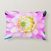 かわいらしPink、White、Yellow Cactus Dahliaマクロ アクセントクッション (裏面)