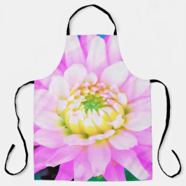 かわいらしPink、White、Yellow Cactus Dahliaマクロ エプロン