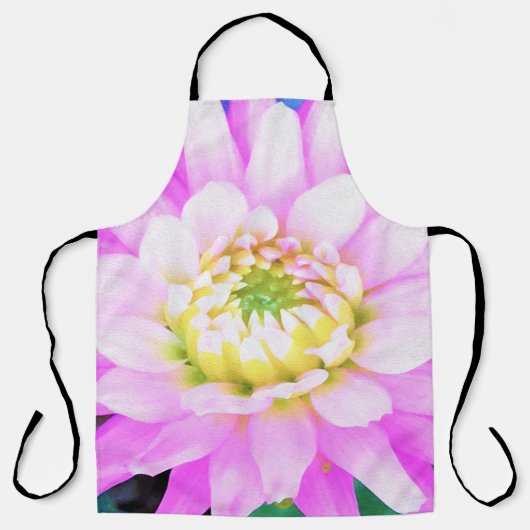 かわいらしPink、White、Yellow Cactus Dahliaマクロ エプロン (正面)