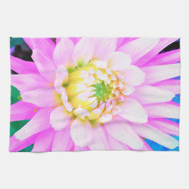 かわいらしPink、White、Yellow Cactus Dahliaマクロ キッチンタオル