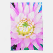 かわいらしPink、White、Yellow Cactus Dahliaマクロ キッチンタオル (縦)