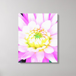 かわいらしPink、White、Yellow Cactus Dahliaマクロ キャンバスプリント