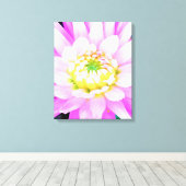 かわいらしPink、White、Yellow Cactus Dahliaマクロ キャンバスプリント (インサイチュ (ウッドフロア))