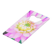 かわいらしPink、White、Yellow Cactus Dahliaマクロ クレジットカード栓抜き (裏面アングル)