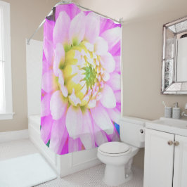 かわいらしPink、White、Yellow Cactus Dahliaマクロ シャワーカーテン