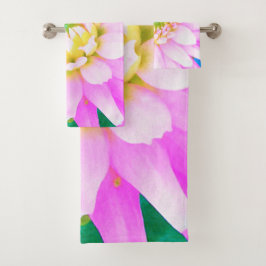 かわいらしPink、White、Yellow Cactus Dahliaマクロ バスタオルセット