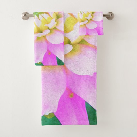 かわいらしPink、White、Yellow Cactus Dahliaマクロ バスタオルセット (インサイチュ)
