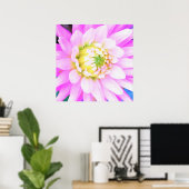 かわいらしPink、White、Yellow Cactus Dahliaマクロ ポスター (ホームオフィス)