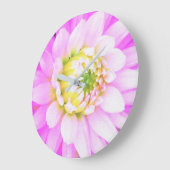 かわいらしPink、White、Yellow Cactus Dahliaマクロ ラージ壁時計 (傾斜)