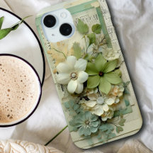 かわいらしSage GreenとWhiteの3dフローラスクラップブック