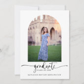 かわいらしScript Graduation Arch Photo 招待状 (正面)