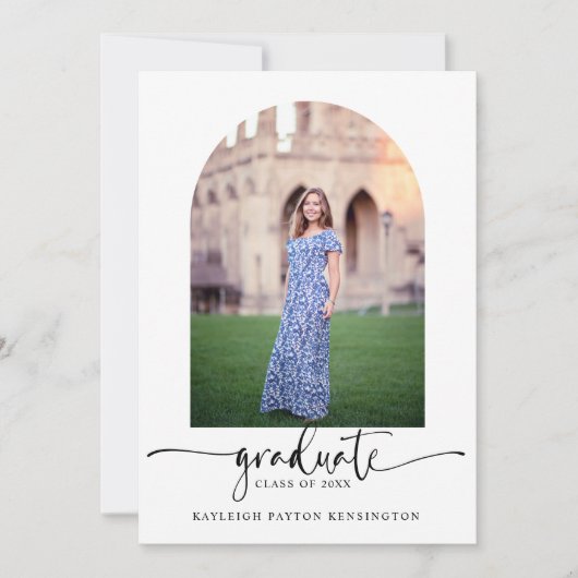 かわいらしScript Graduation Arch Photo 招待状 (正面)