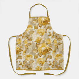 かわいらしTaupe金ゴールドバラフローラ エプロン