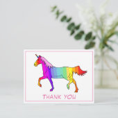 かわいらしUnicornカラフルありがとう ポストカード (スタンド正面)