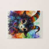 かわいらカラフルしい水色ヤギのジグソーパズル ジグソーパズル (横)