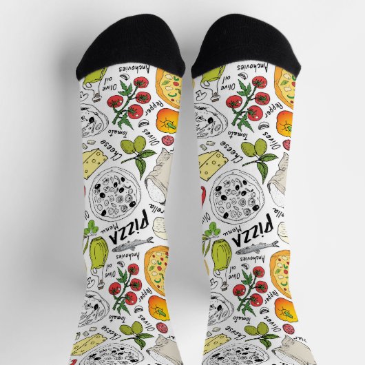 かわいイタリアンいピザ好き ソックス (上部)